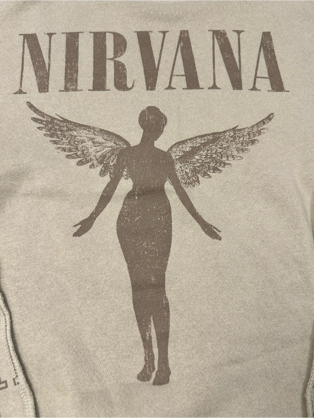 Nirvana Beige Graphic Crewneck Sweatshirt Men XS Cotton Poly Casual Grunge NWT - Picture 3 of 6